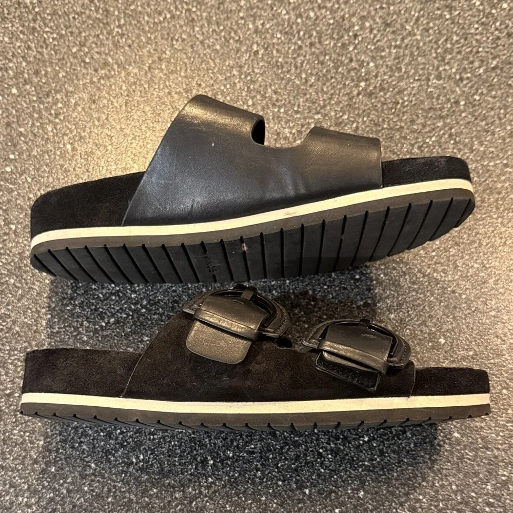 Vince Glyn Black Buckle Sandals - leather and suede - size 7 - Picture 6 of 6